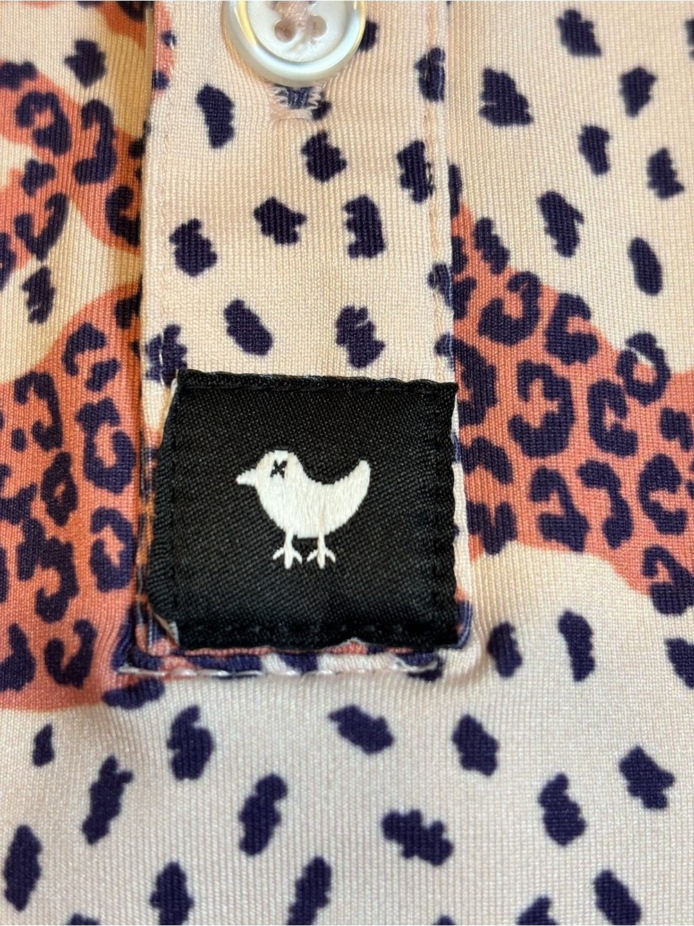Bad Birdie Sahara Golf Polo Shirt Mens XL Cheetah Print Performance Stretch SPF - Picture 11 of 13